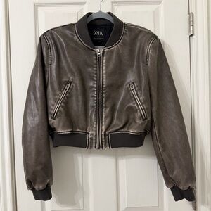 Zara Brushed Brown Bomber Jacket